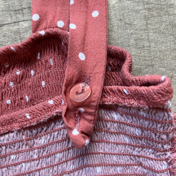 Pacsun Lottie Moss Pink White Polkadot Smocked Crop Top Festival Boho Retro MED - Picture 14 of 15